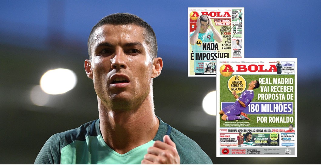 Montaje Cristiano Ronaldo y portadas Portugal
