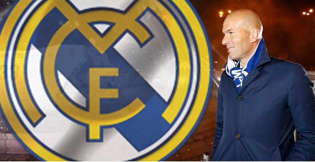 Montaje Zidane y escudo del Real Madrid