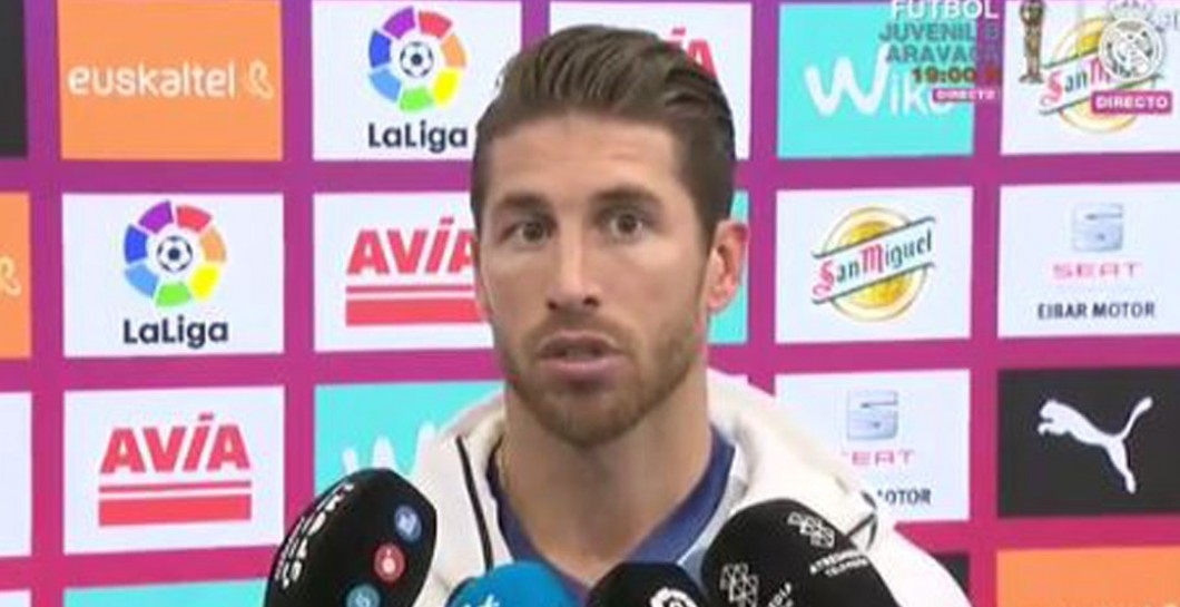 Sergio Ramos en zona mixta contra Eibar