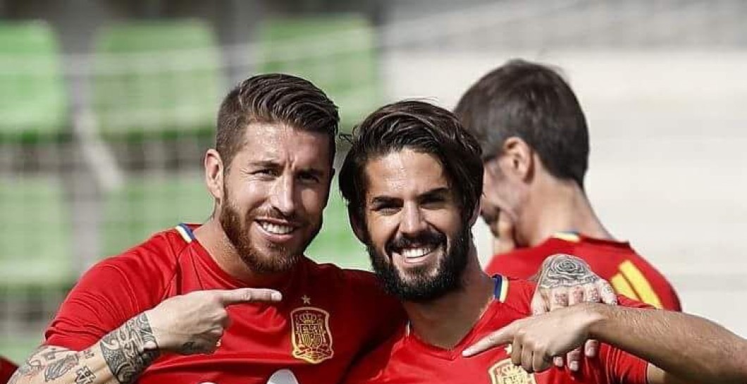 Sergio Ramos e Isco en un entreno de la selección española