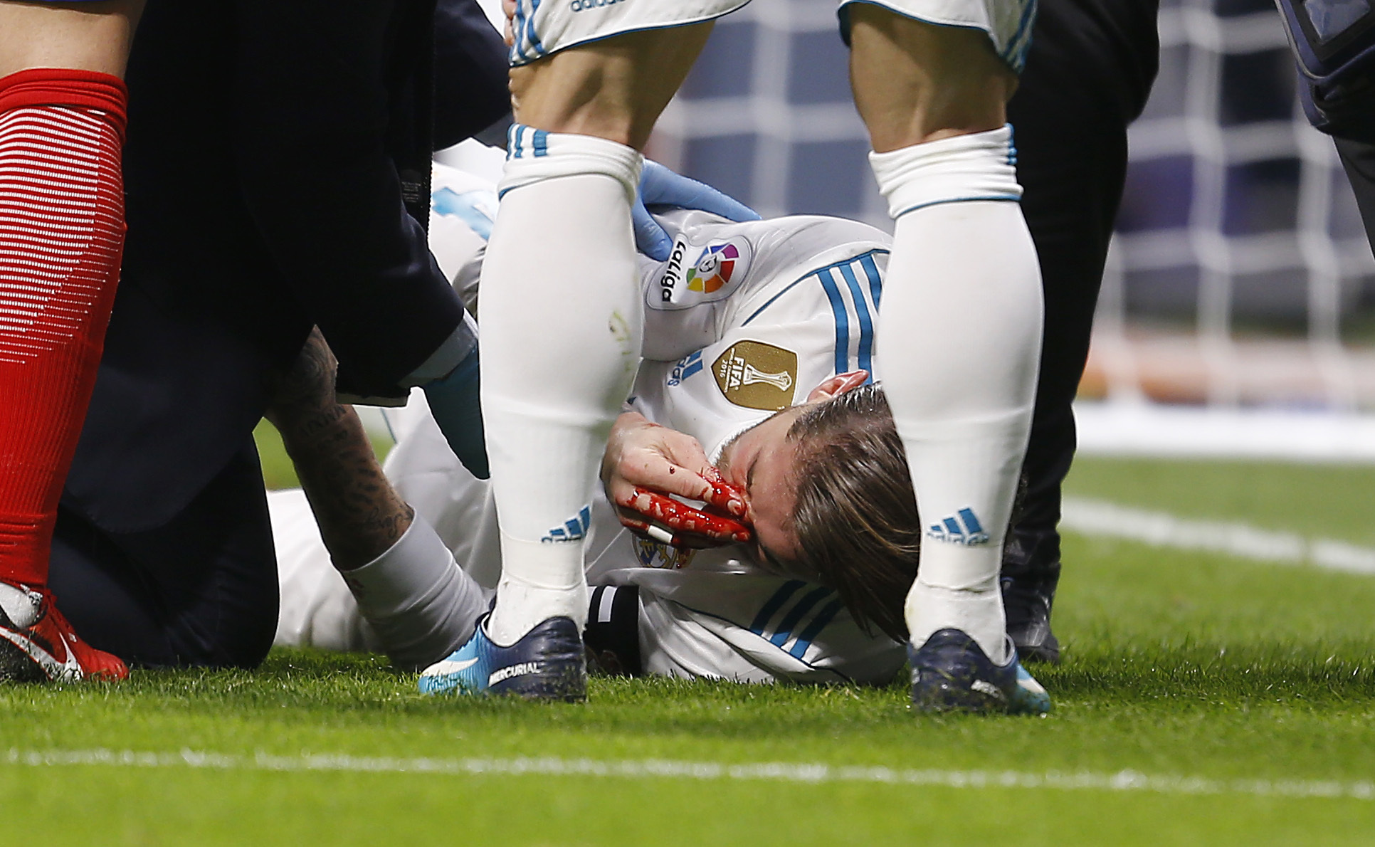 Sergio Ramos se rompió la nariz en el Wanda Metropolitano