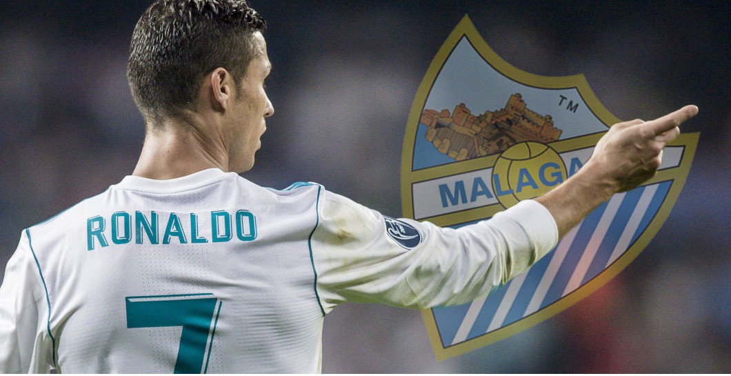 Cristiano Ronaldo y escudo Málaga