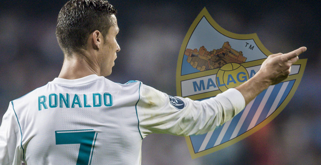 Cristiano Ronaldo y escudo Málaga