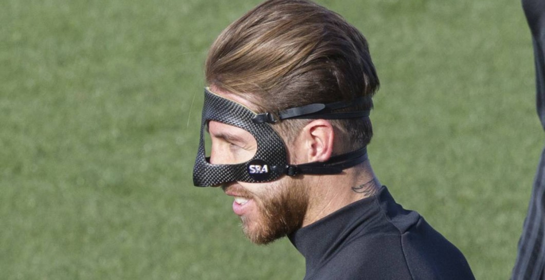 Hasta ahora Sergio Ramos a portado su nueva máscara en los entrenamientos