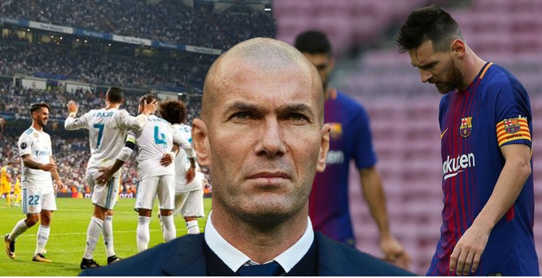 Montaje de Zidane con el Real Madrid y Barça
