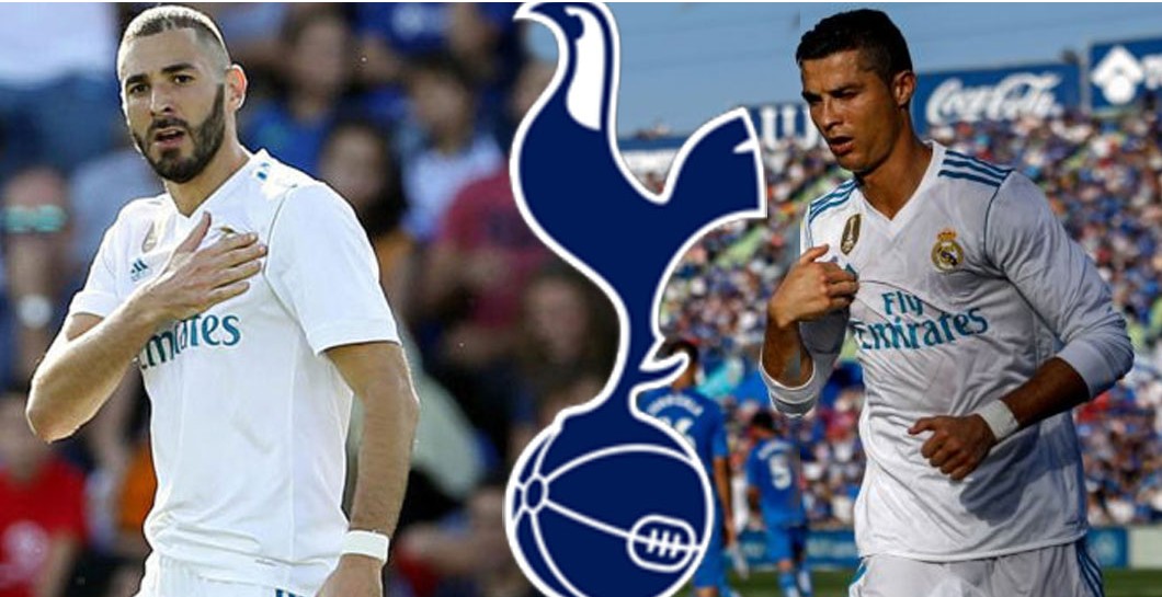 Montaje escudo Tottenham, Cristiano y Benzema