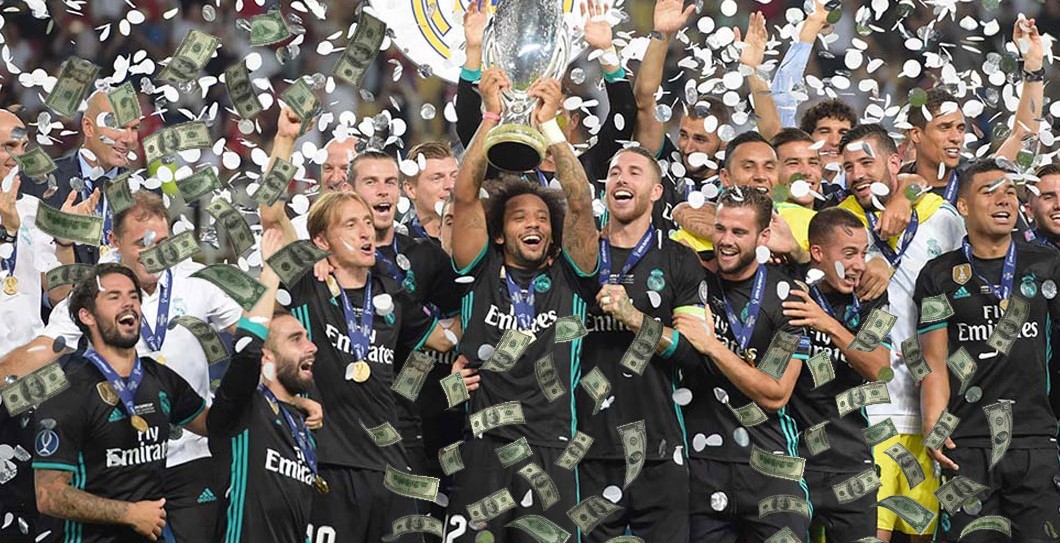 Montaje Real Madrid ganando la Supercopa y dinero