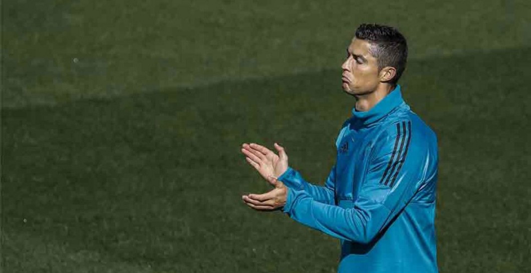Cristiano Ronaldo en el entrenamiento Champions
