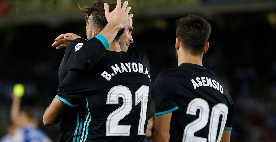 Borja Mayoral, Bale, celebran gol en Anoeta