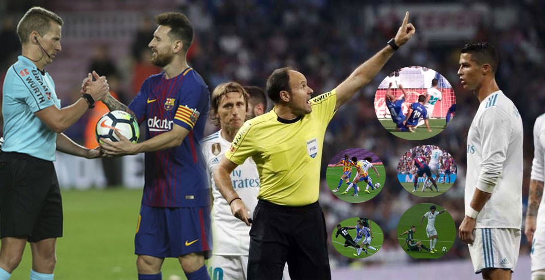 Montaje árbitros y Real Madrid, FC Barcelona