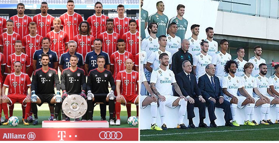 Plantillas de Real Madrid y Bayern de Múnich 