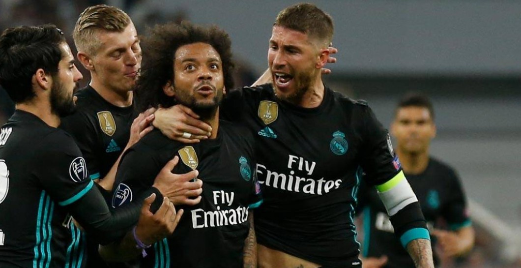 Ramos celebra el gol con Marcelo