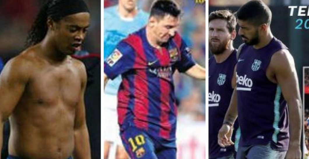 Ronaldinho, Messi y Suárez gordos 