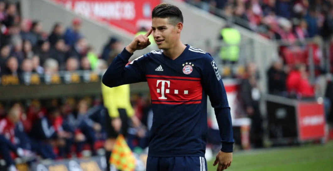 James Rodríguez celebra un reciente gol logrado con el Bayern de Múnich