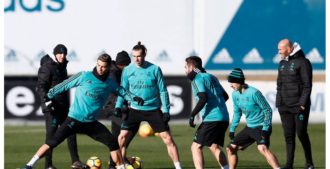 Cristiano, Bale, Carvajal y Modric en el entreno de este jueves