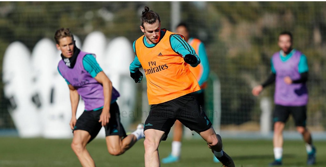 Bale y Llorente en la sesión de entrenamiento de este lunes