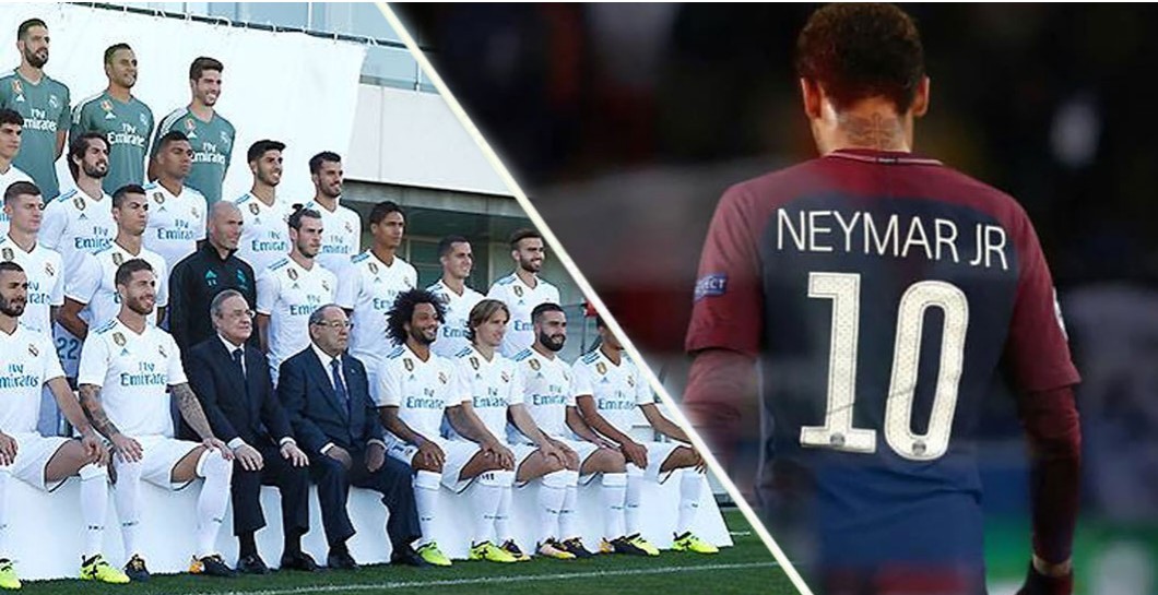 Neymar y plantilla del Real Madrid