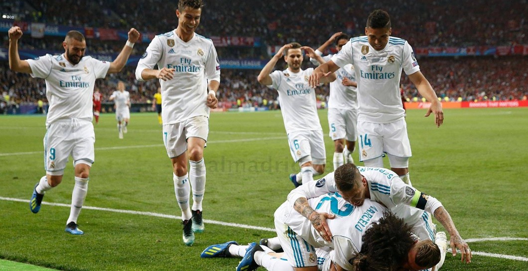 Casemiro, celebra, gol, Bale, Champions League