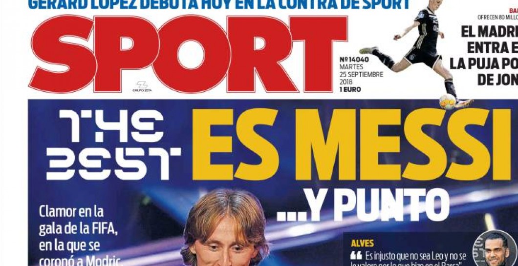 Sport, portada, The Best, Messi, Modric