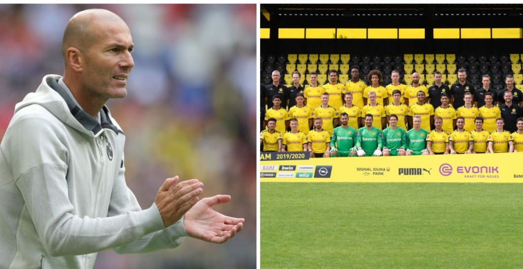 Zidane y la plantilla del Dortmund