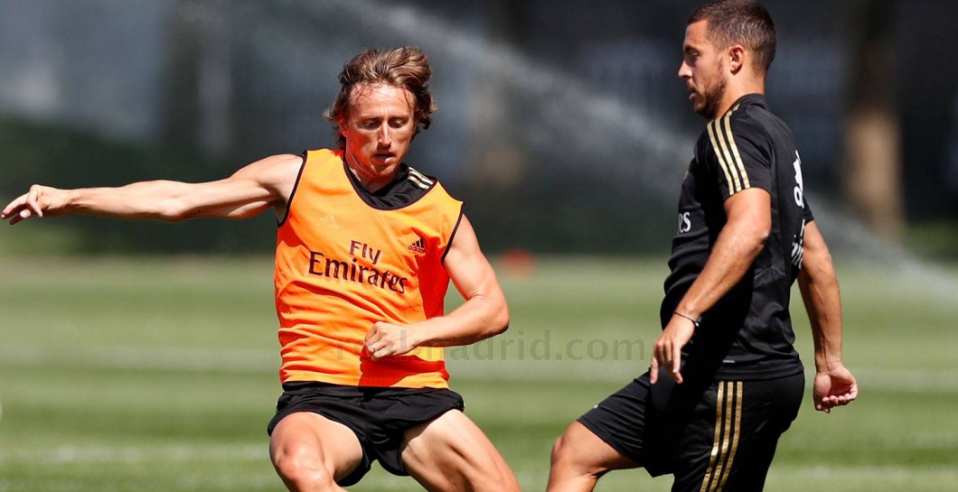 Hazard y Modric en un entrenamiento