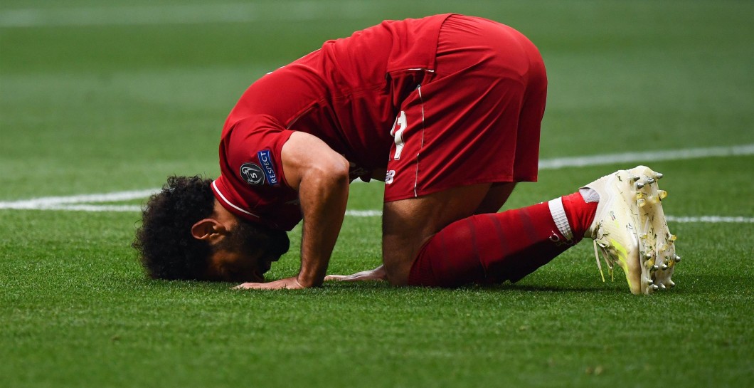 Salah tras marcar en el primer minuto de juego