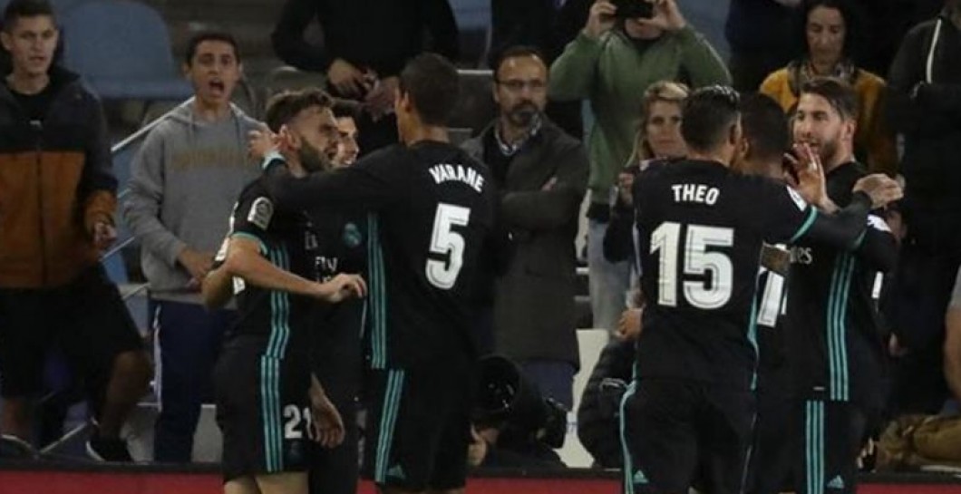 El Madrid celebrando un gol de Mayoral