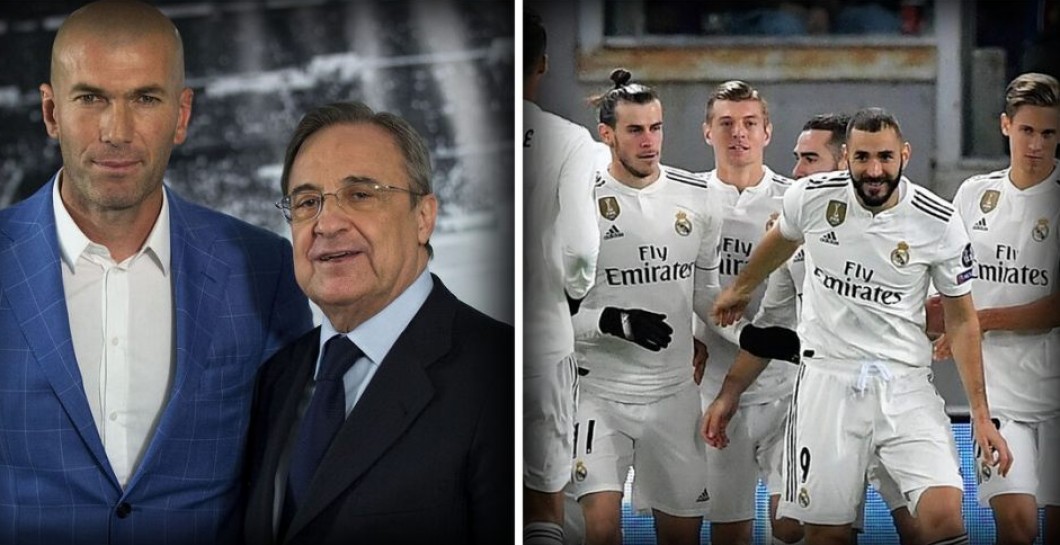 Zidane, Florentino y varios jugadores del Madrid