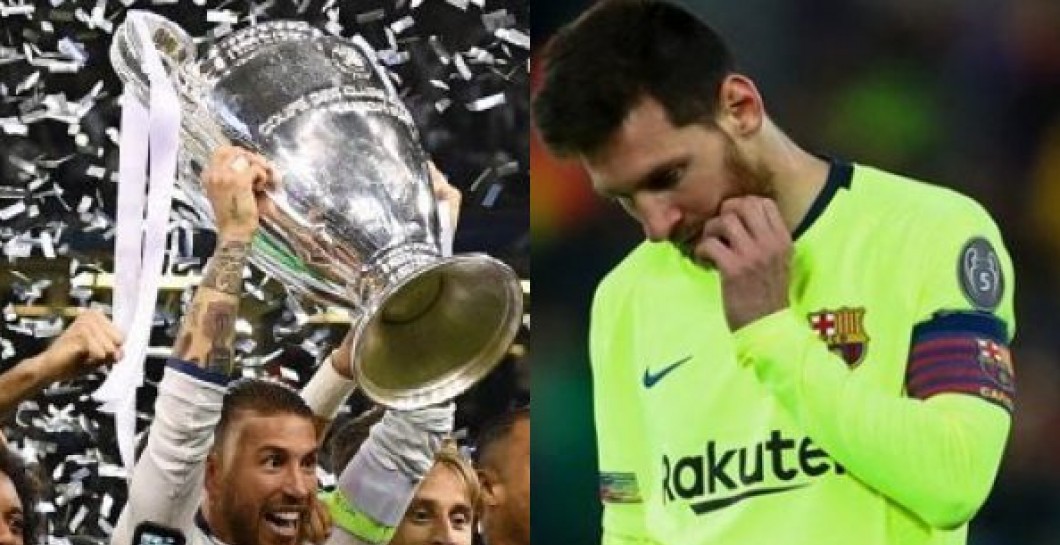 Madrid celebrando, Messi llorando