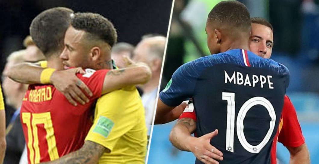 Hazard con Neymar y Mbappé