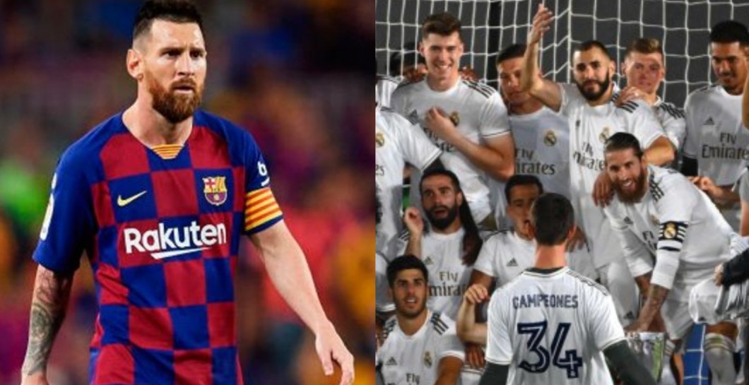 Messi y jugadores del Madrid
