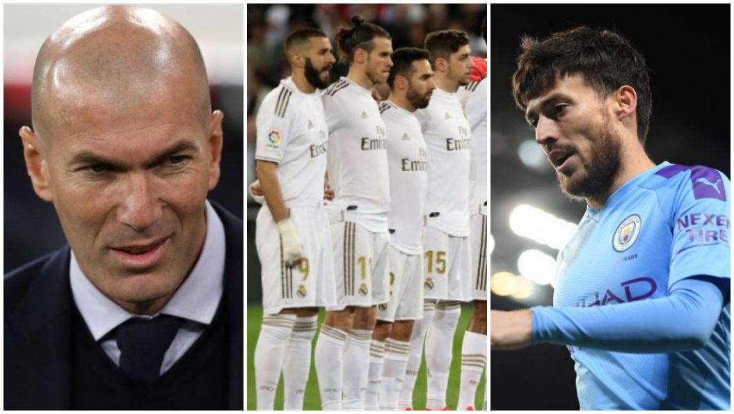Zidane, jugadores del Madrid y Silva