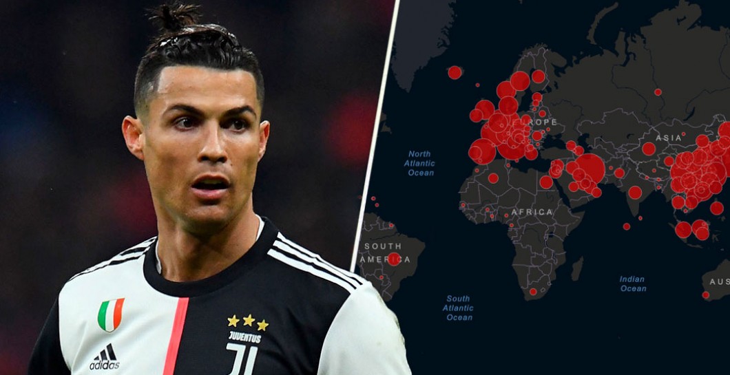 Cristiano Ronaldo y mapa coronavirus