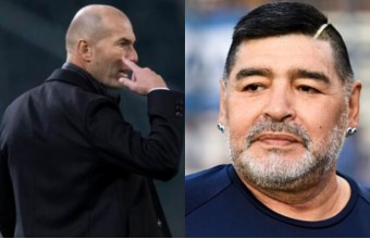 De cuando Maradona estuvo por Malasaña echando una falsa partida al  futbolín con Pelé y Zidane