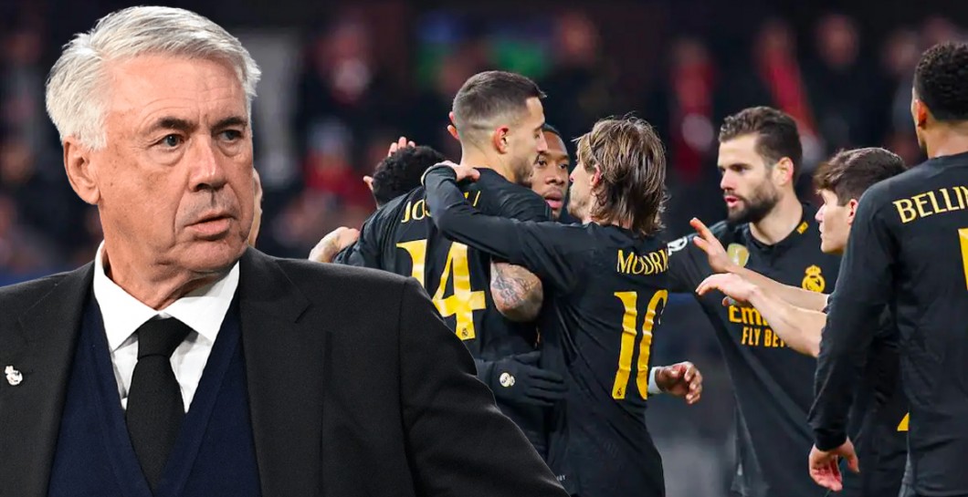 Carlo Ancelotti y sus jugadores