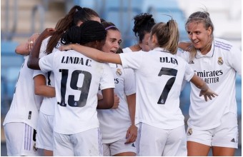 Las jugadoras del Real Madrid Femenino celebran un gol la pasada temporada
