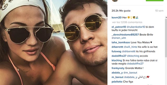 Mateo Kovacic en una imagen de Instagram junto a su novia